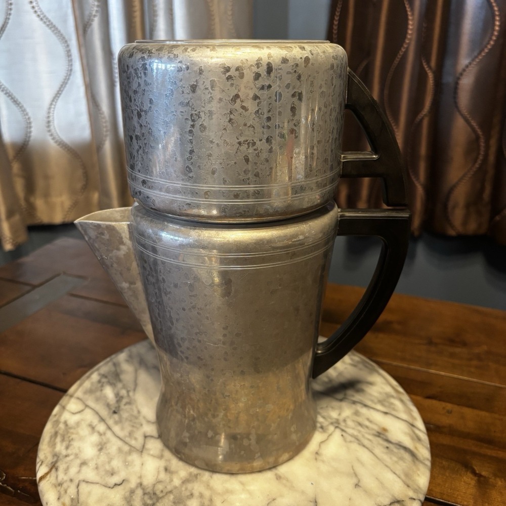 VTG 60s Arrow Aluminum Percolator Drip Coffee Pot Maker Bakelite Handle ~ No Lid